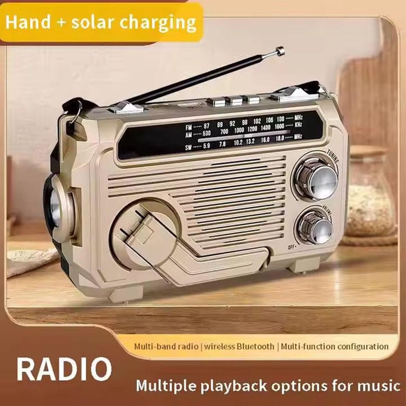 Portable Vintage Decor Radio, Retro Bluetooth Speaker, FM/AM/SW Old Fashion Classic Style, Adjustable Antenna, Rechargeable Battery Powered, Support TF Card/USB, Retro Vintage Decor for Home(Desert) - Image 4